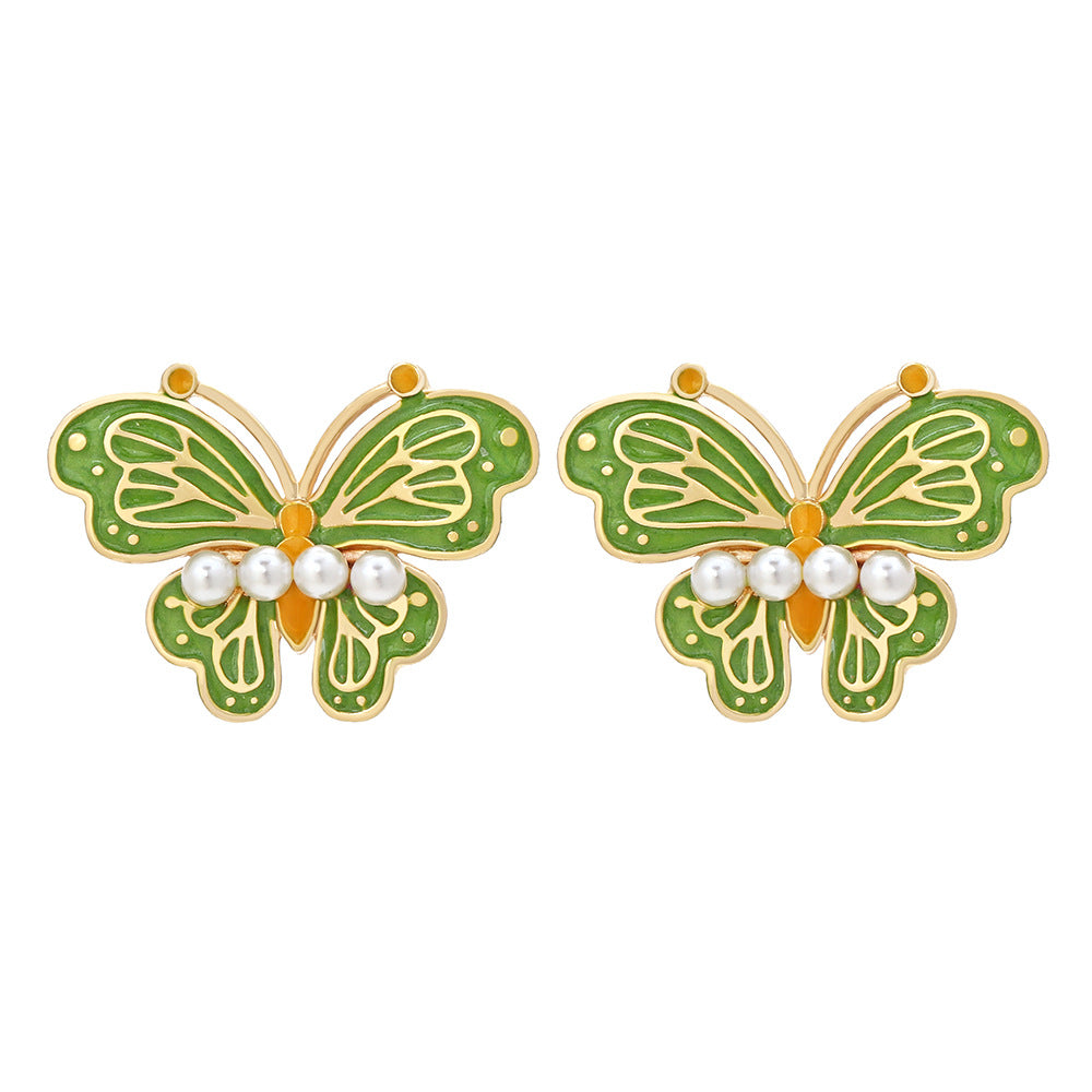 Enamel butterfly earrings within colorful