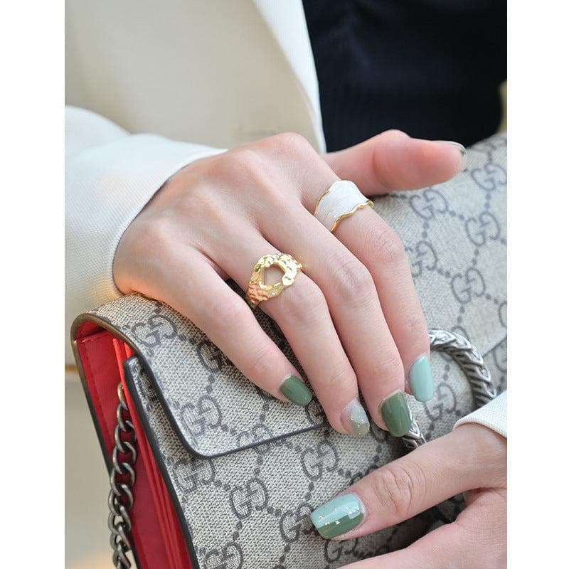 S925 White Enamel ring