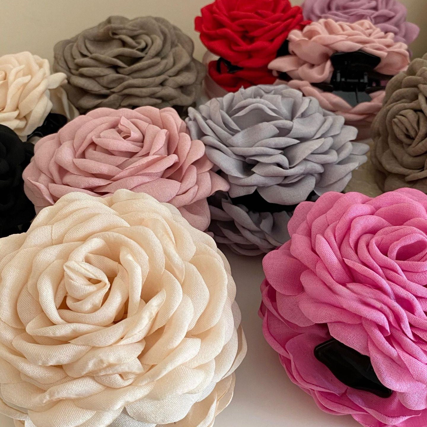 Beige Rose Hair Claw