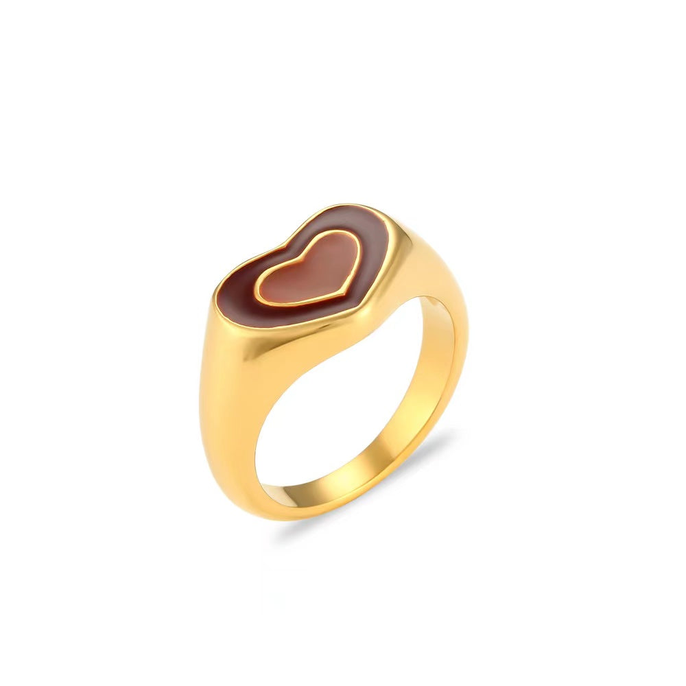 Heart Wave Ring in Chocolate