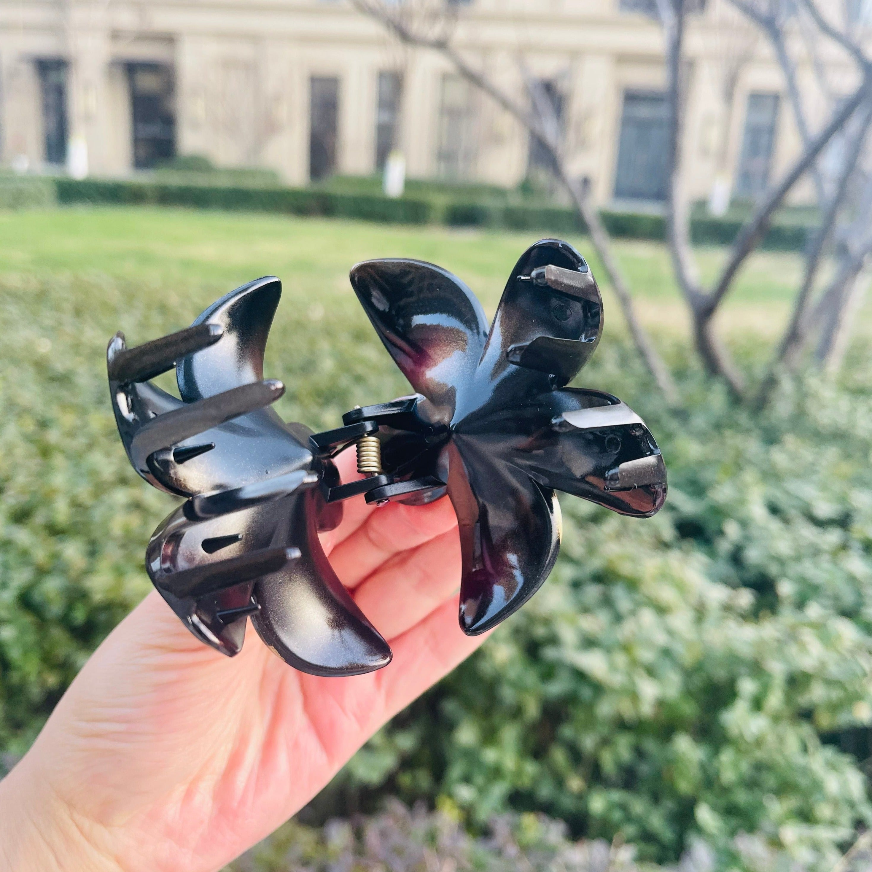 Frangipani Flower Claw In Aubergine