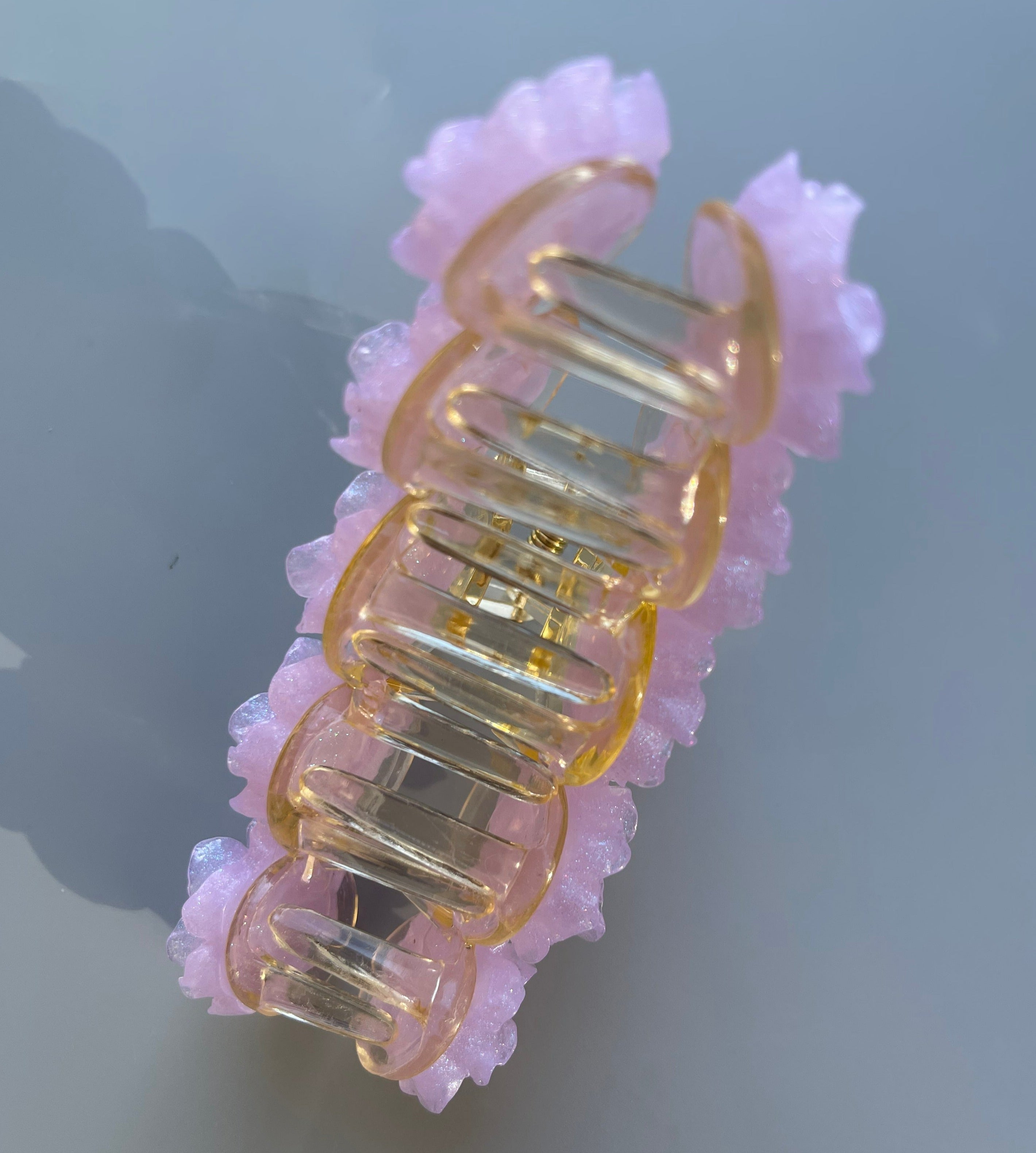 Glitter Purple Flowers Hair Claw