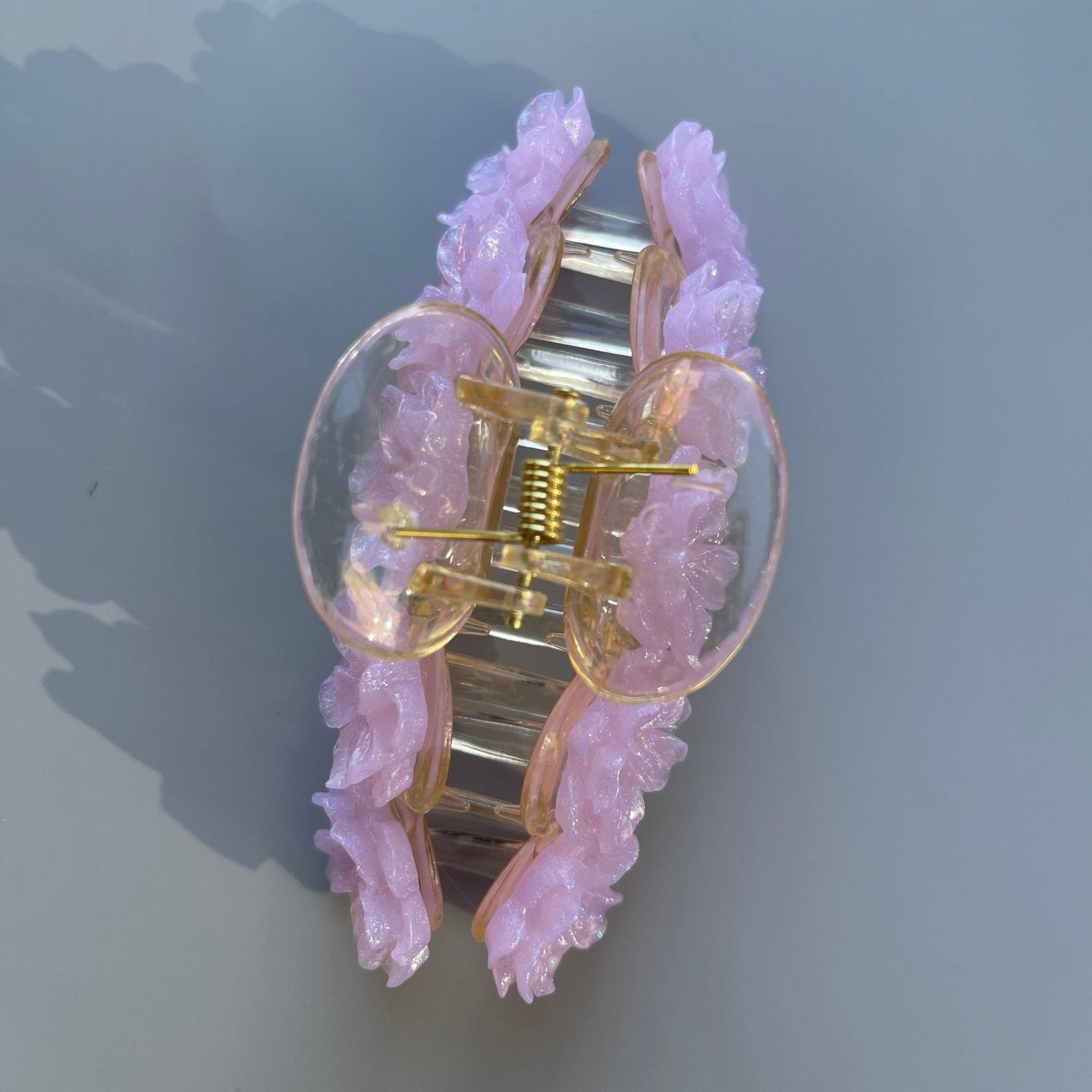 Glitter Purple Flowers Hair Claw