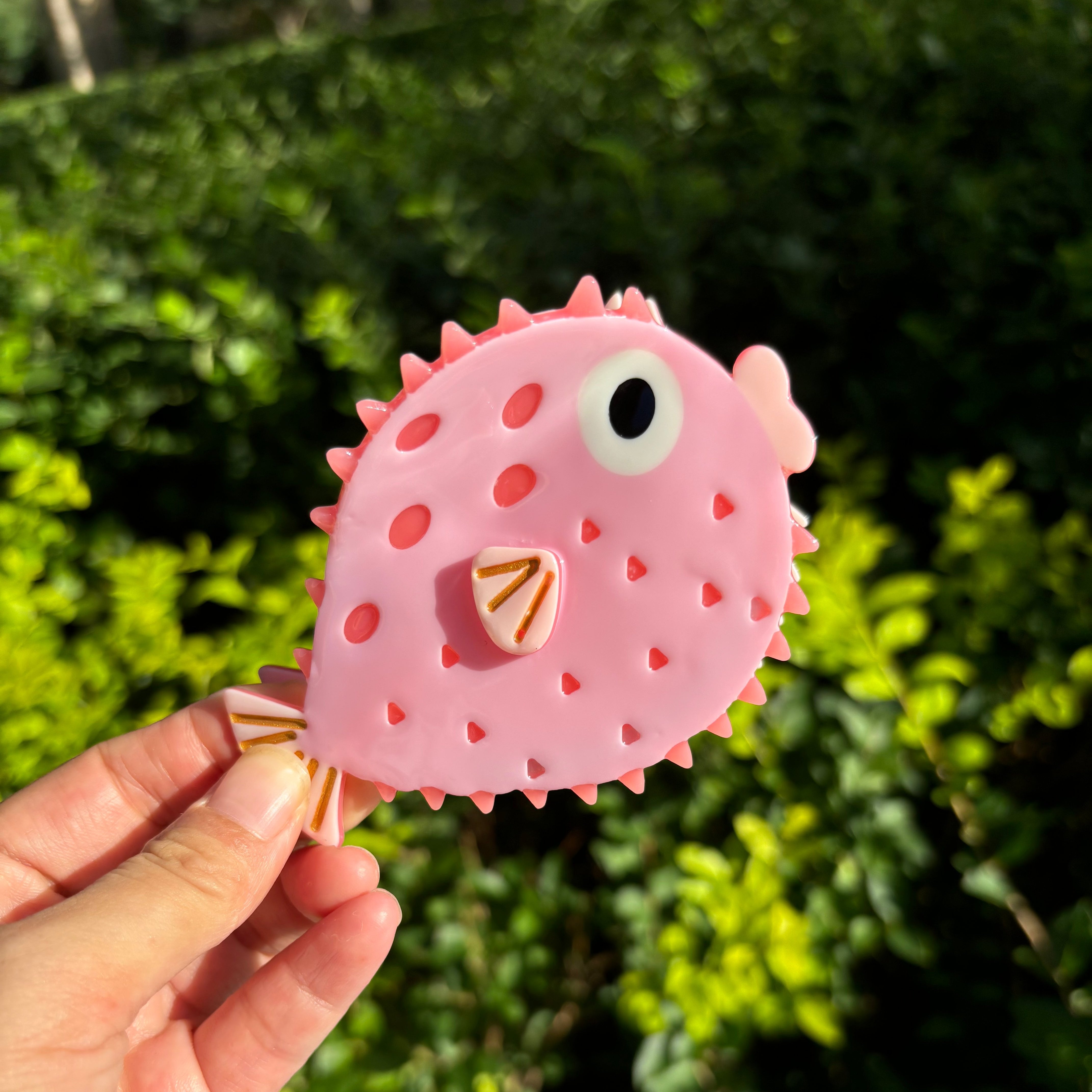 Puffer Fish Hair Claw in Pink