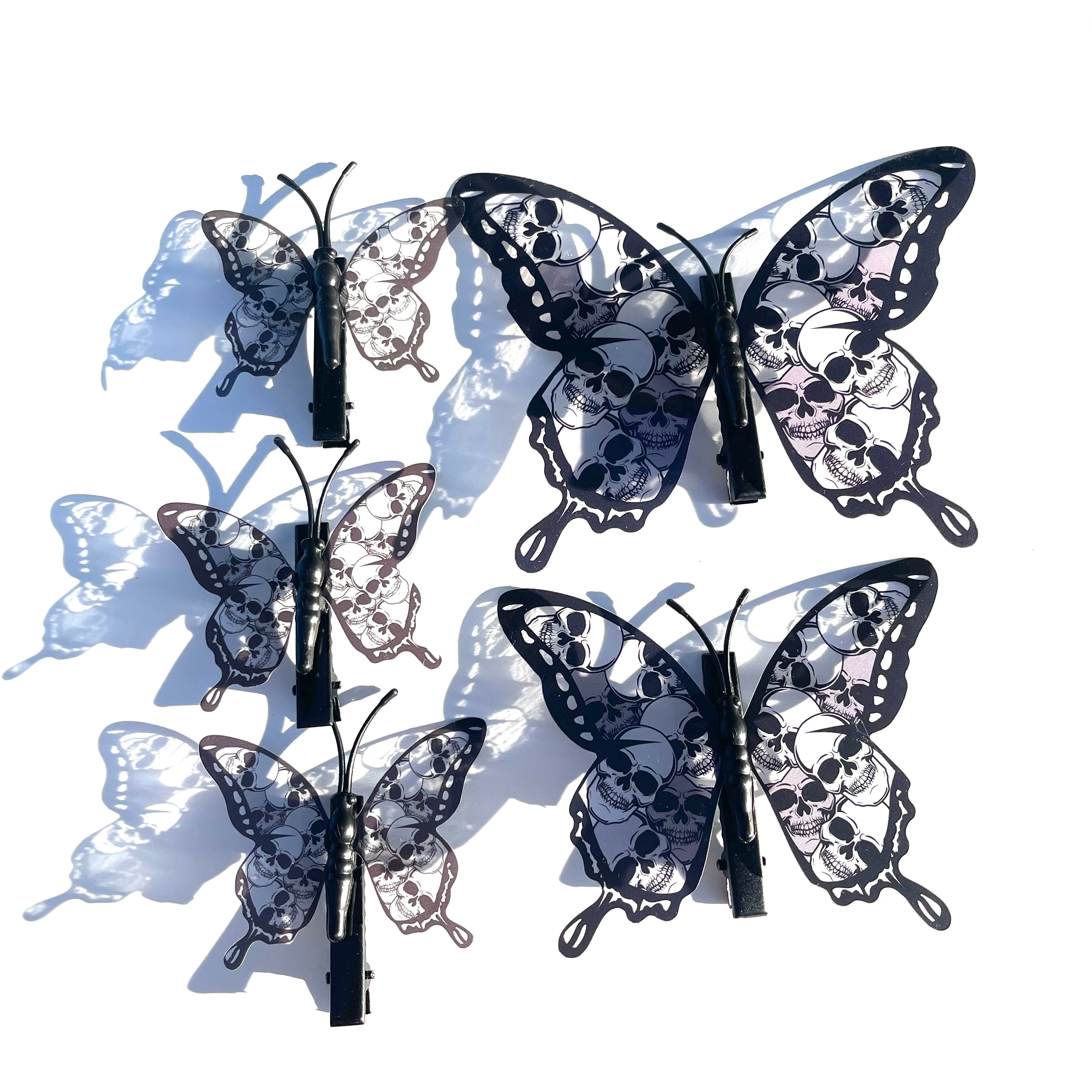 Transparent Butterfly Clip within Skulls Set (5 pcs)