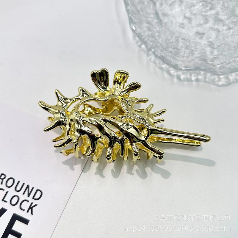 Metal Conch Hair Claw within Gold