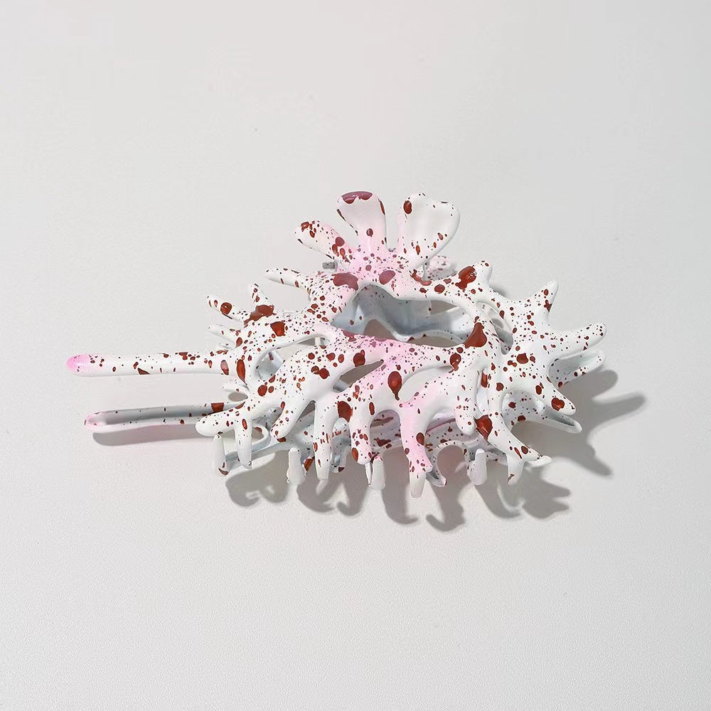 Metal Conch Hair Claw within White