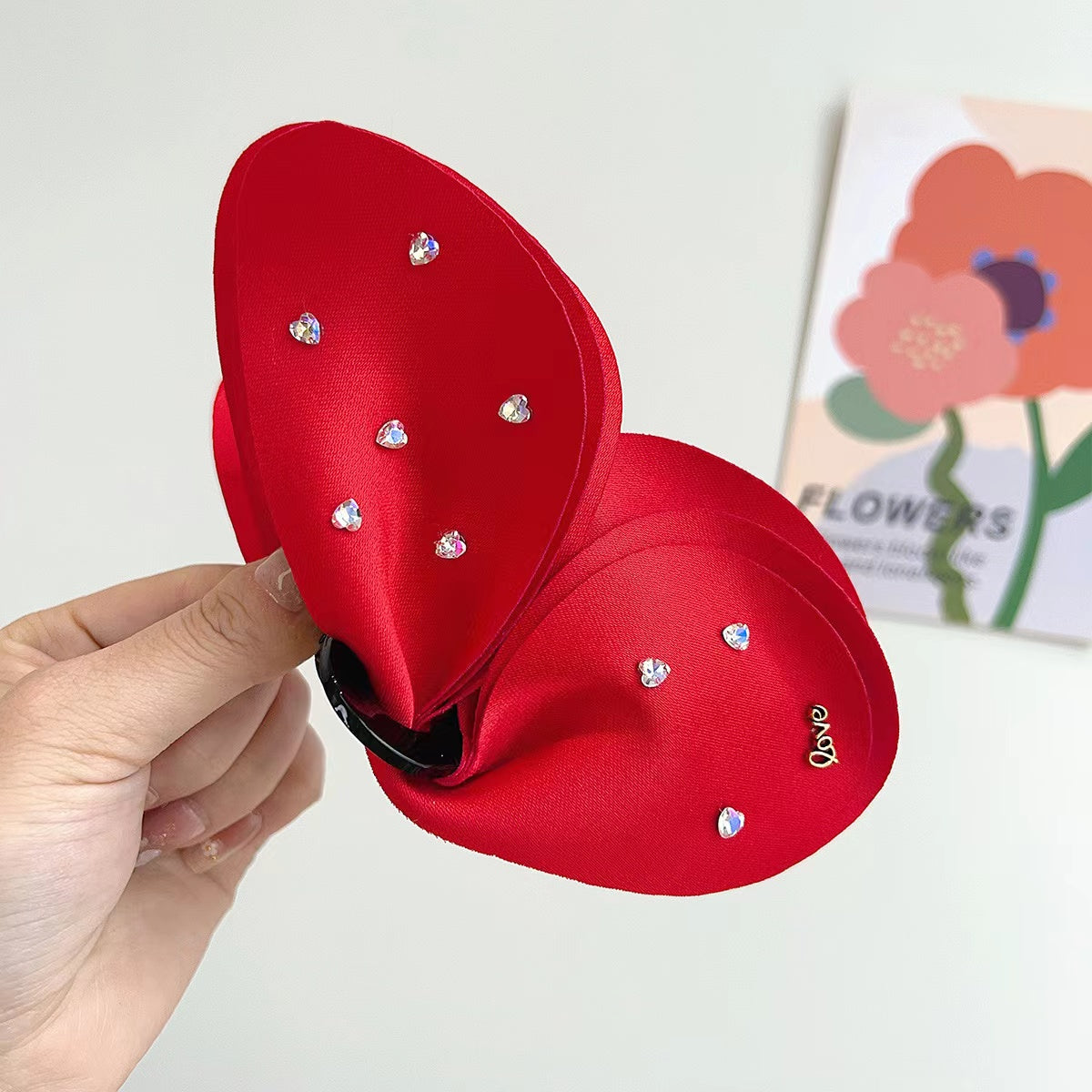 CZ Butterfly Hair Claw within Red