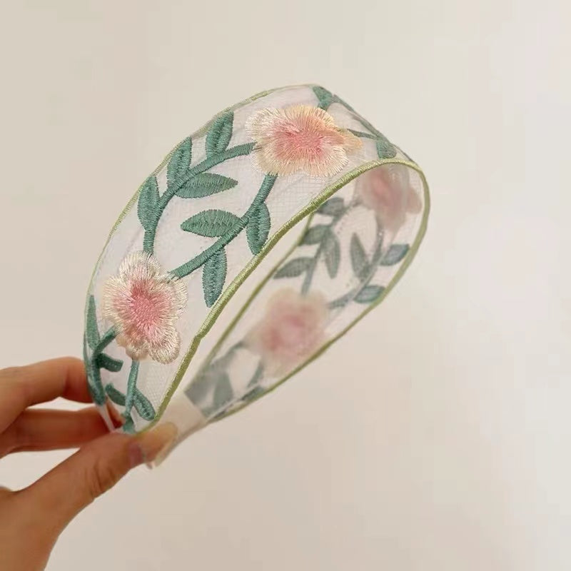 Embroidered Flowers Hair Band