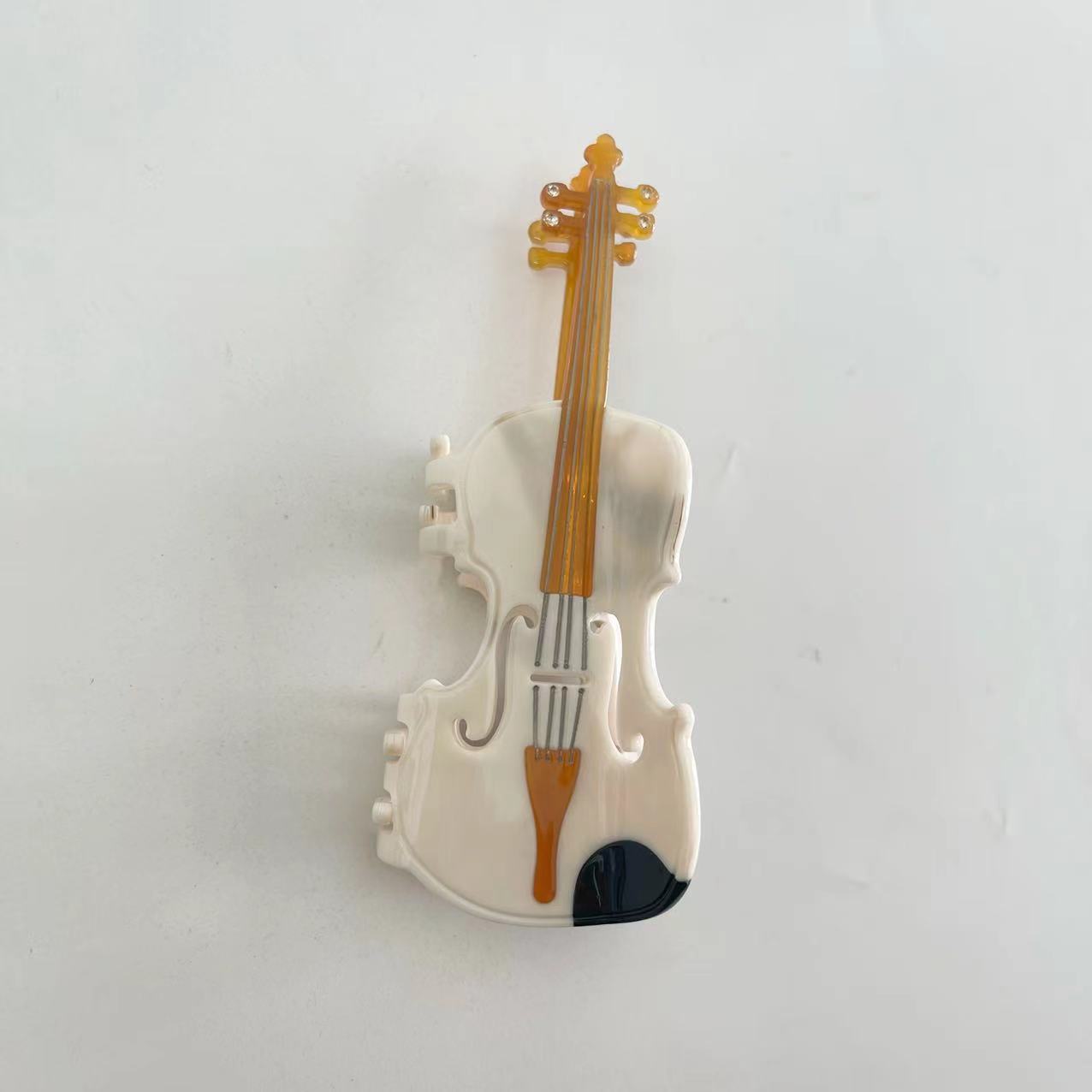 White violin hair claw