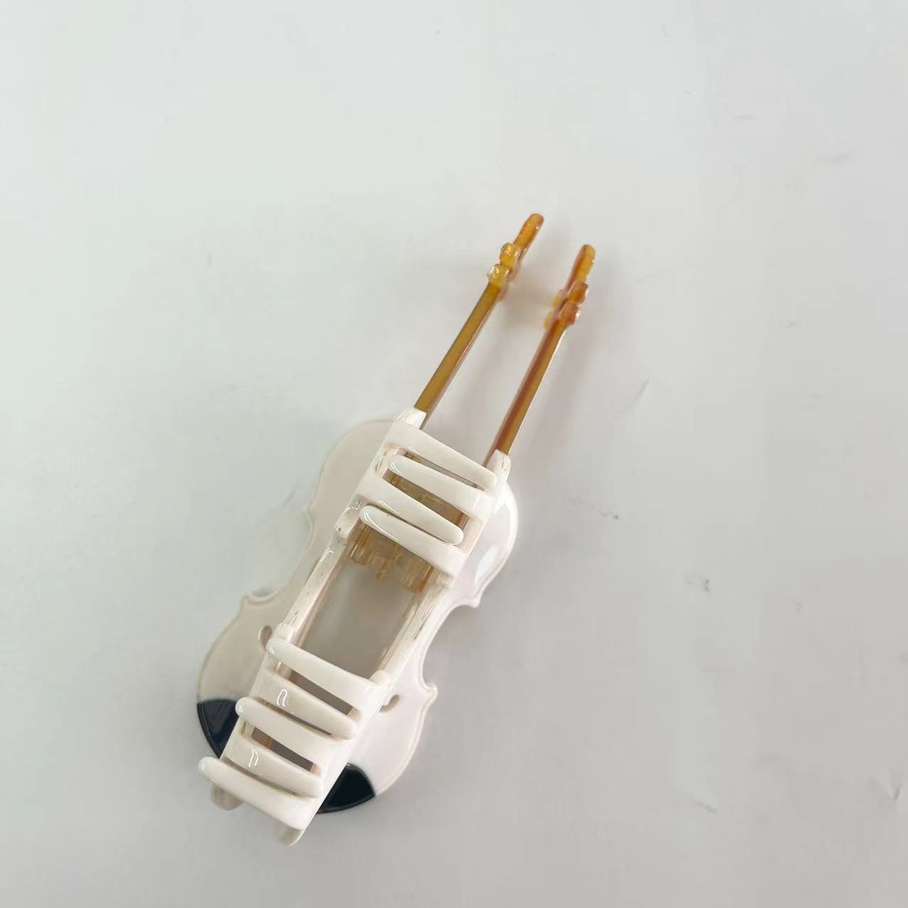 White violin hair claw