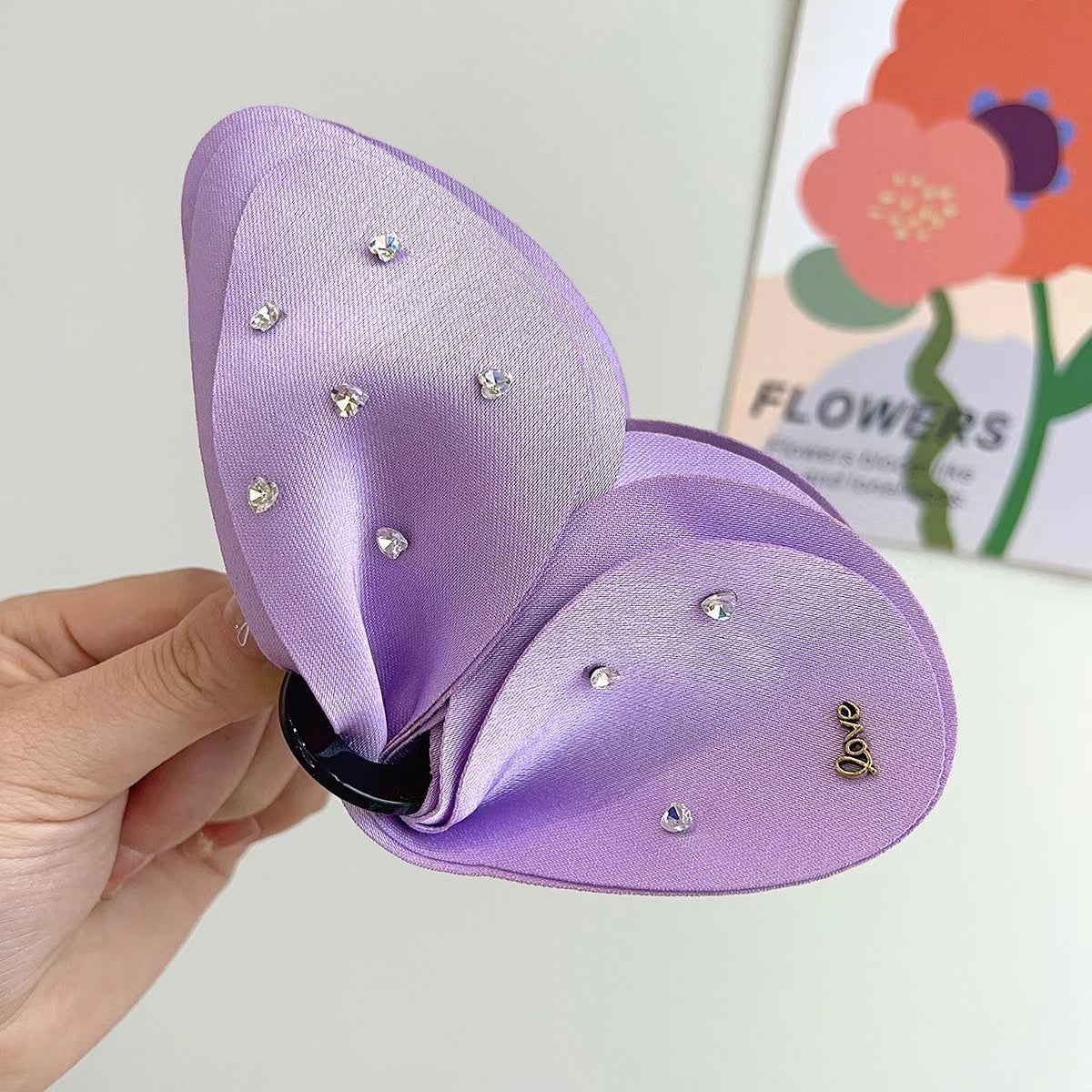 CZ Butterfly Hair Claw within Purple