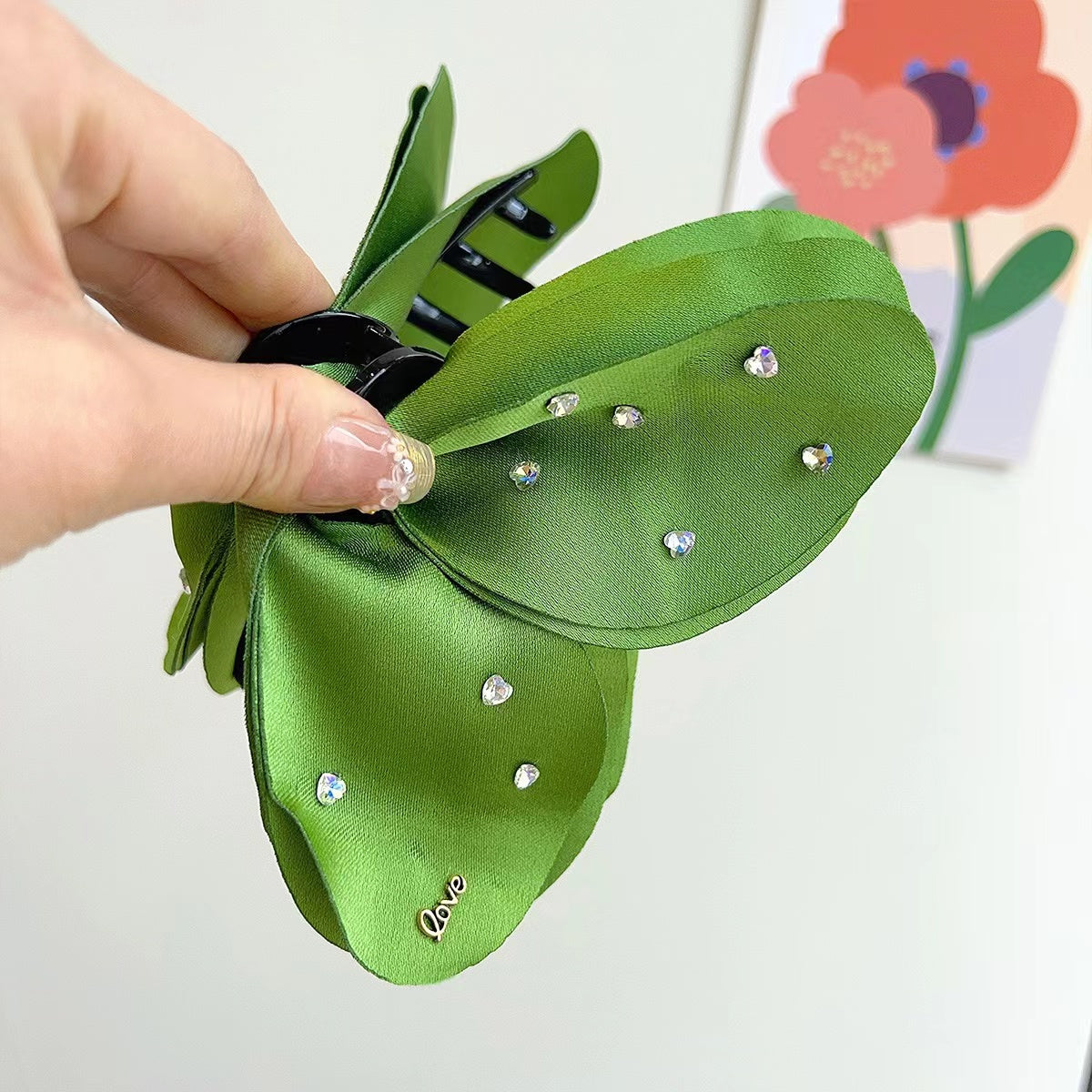 CZ Butterfly Hair Claw within Green