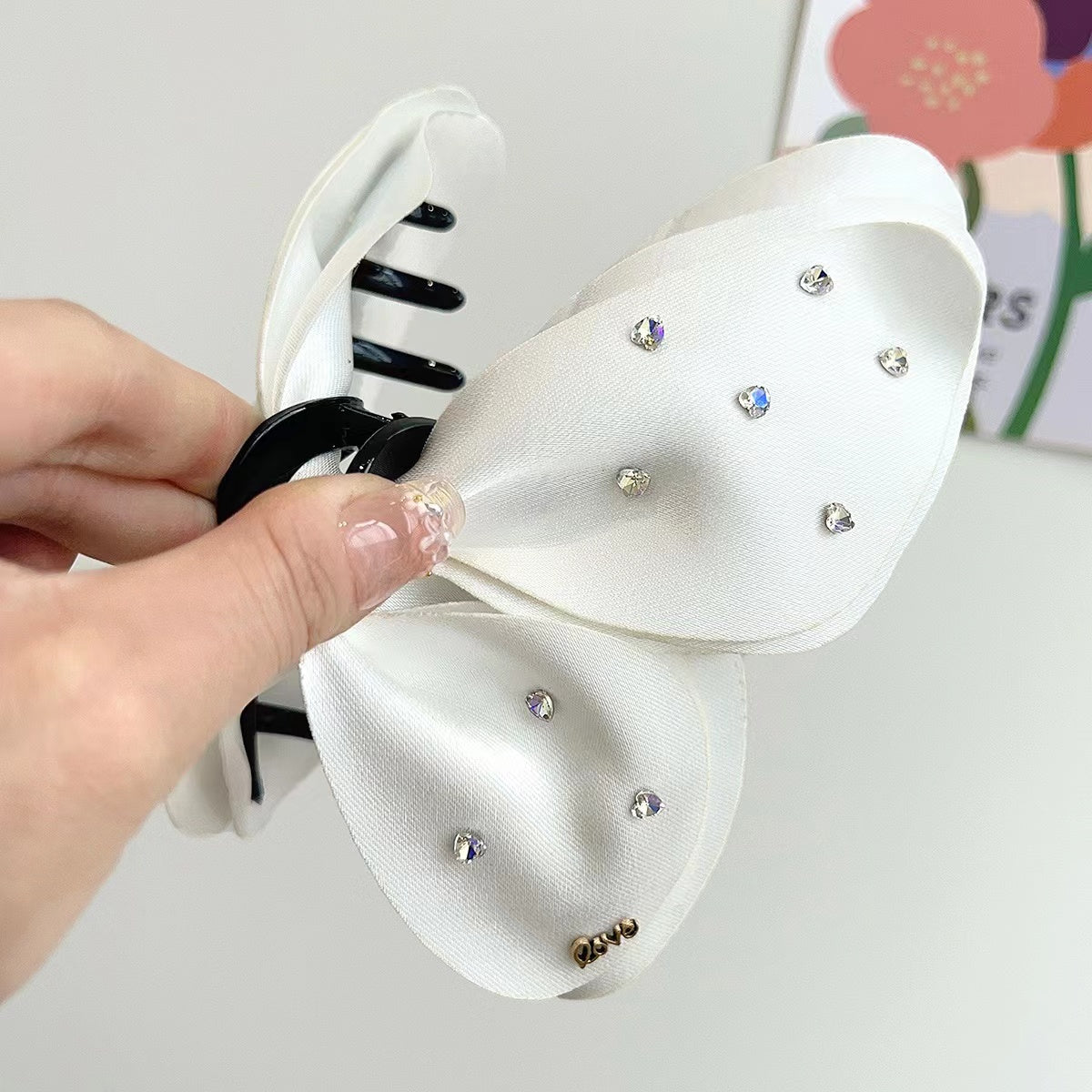 CZ Butterfly Hair Claw within White