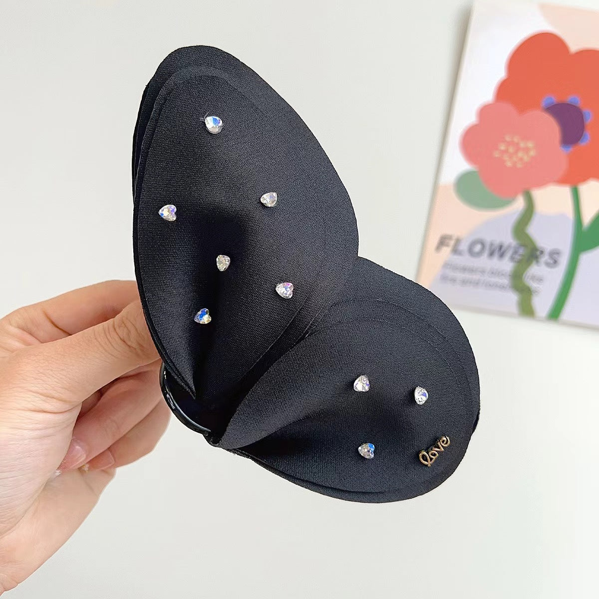 CZ Butterfly Hair Claw within Black