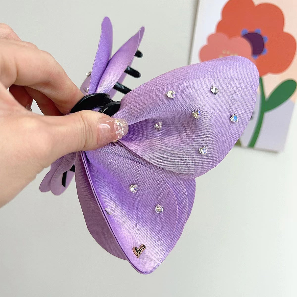 CZ Butterfly Hair Claw within Purple