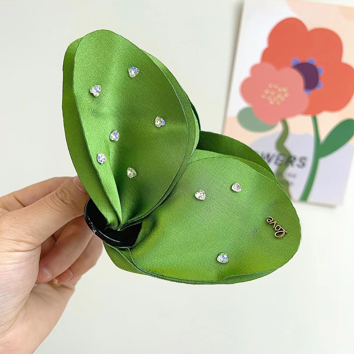 CZ Butterfly Hair Claw within Green