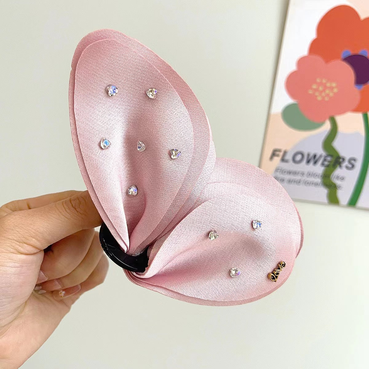 CZ Butterfly Hair Claw within Pink