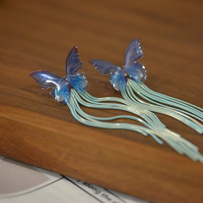 Butterfly Earrings with Tassels