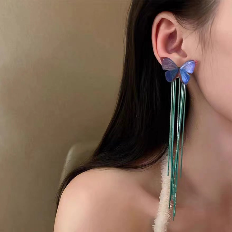Butterfly Earrings with Tassels