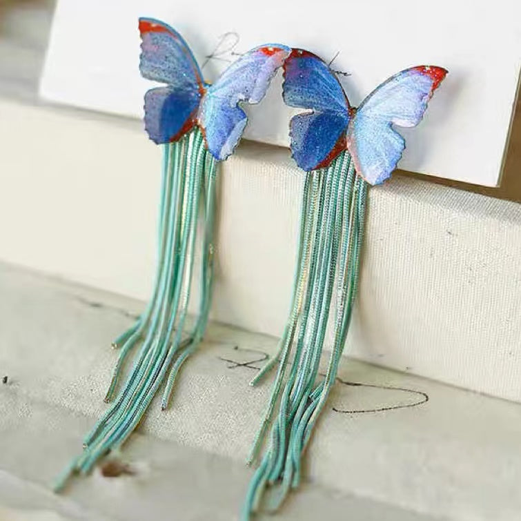 Butterfly Earrings with Tassels