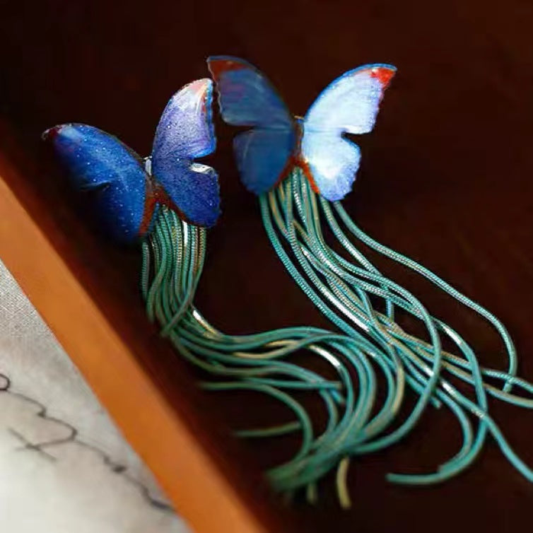 Butterfly Earrings with Tassels