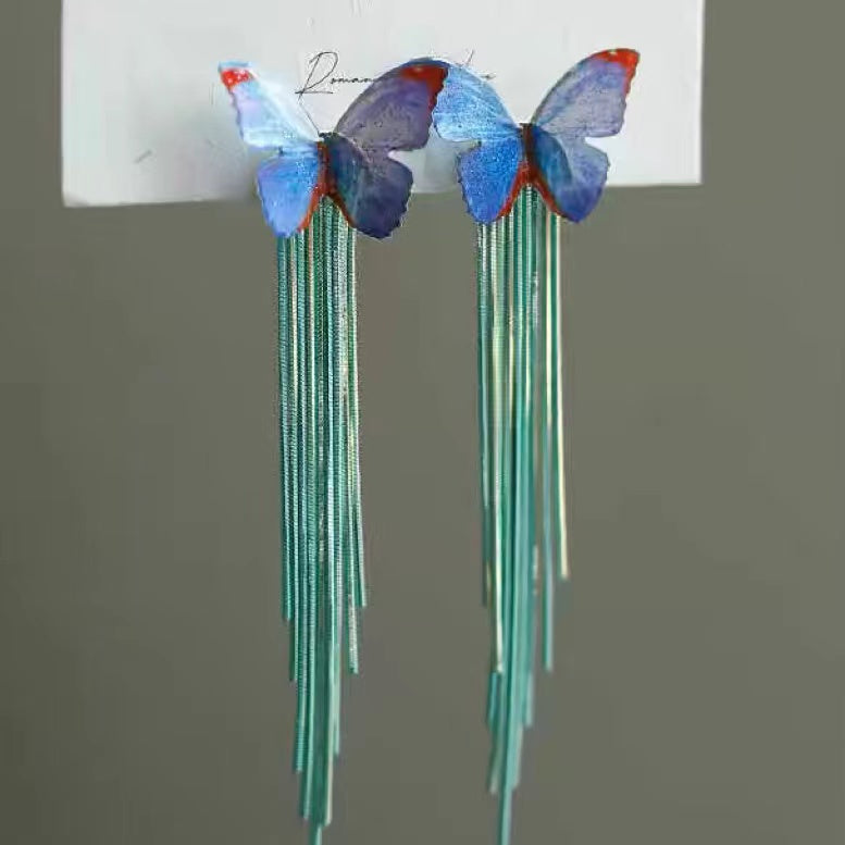Butterfly Earrings with Tassels
