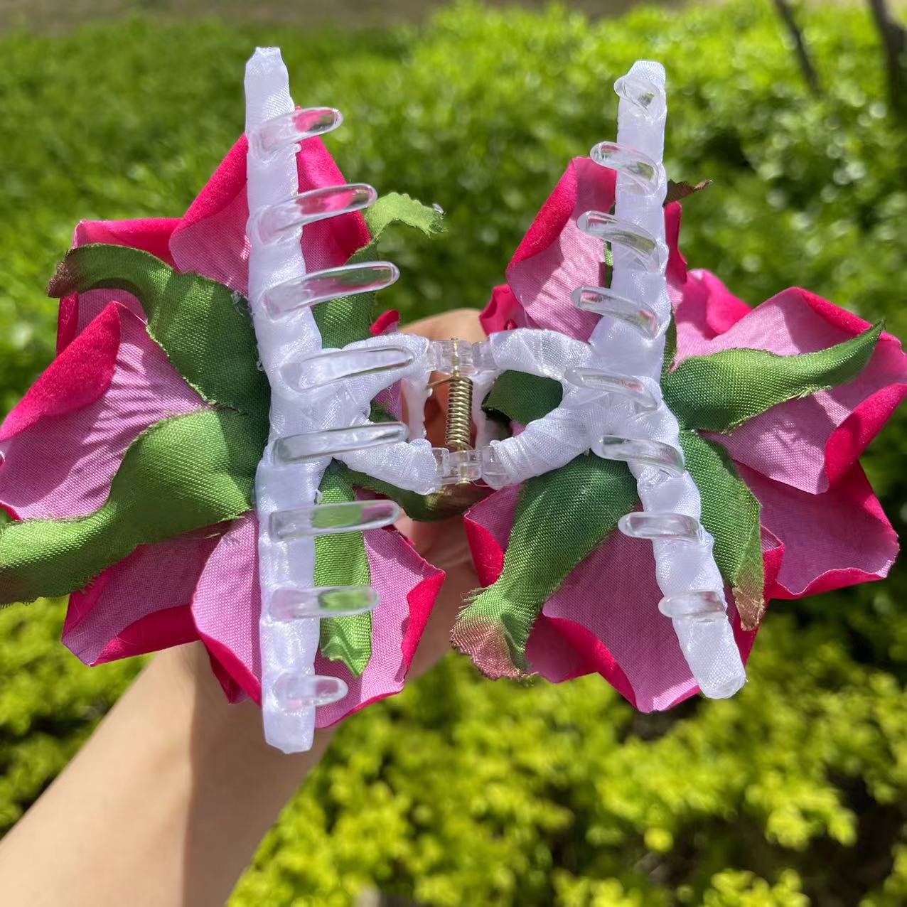 Deep Pink Rose Hair Claw