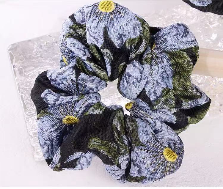 Purple Flowers Scrunchie