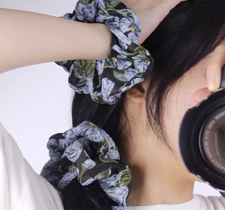 Purple Flowers Scrunchie