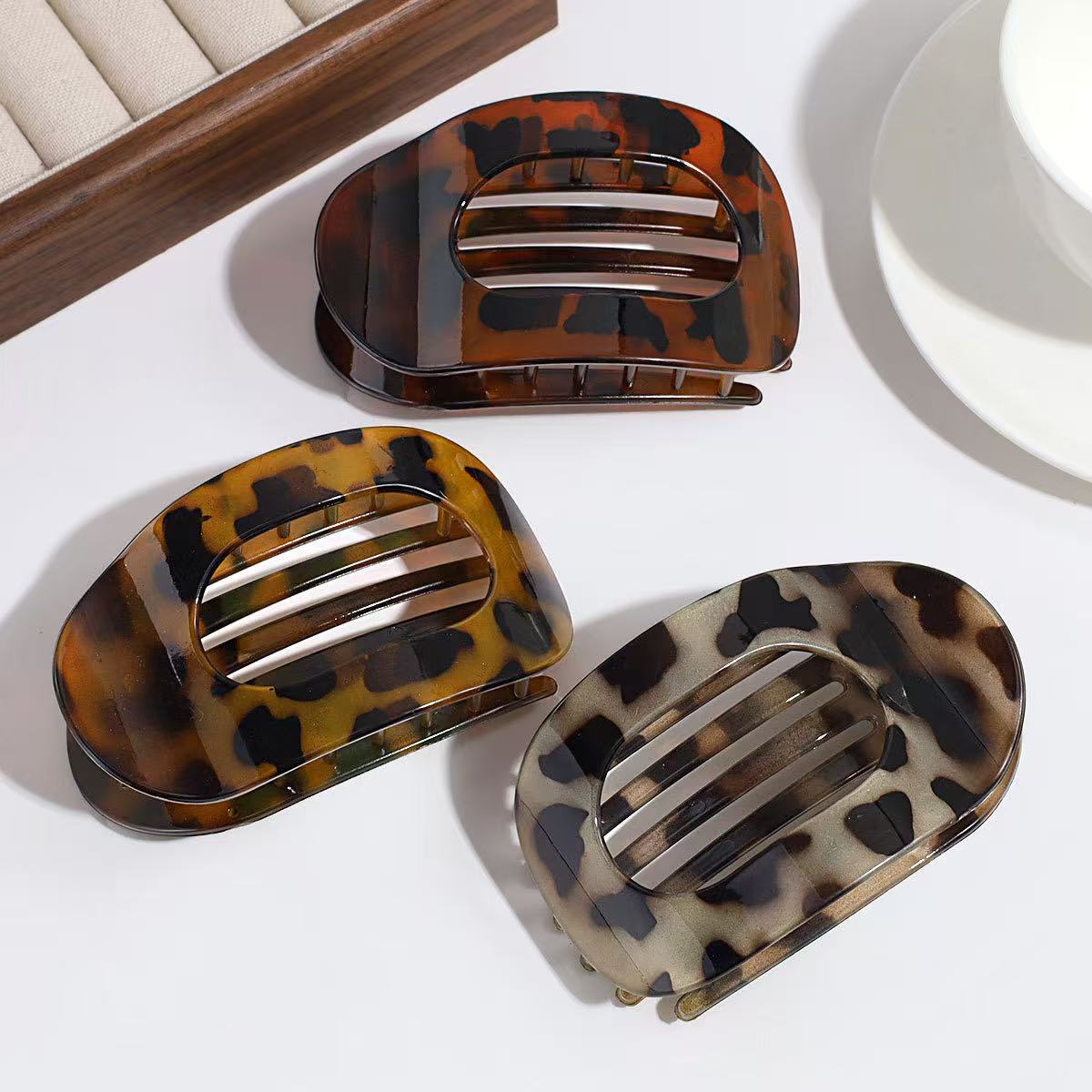Leopard Print Oval Hair Claw