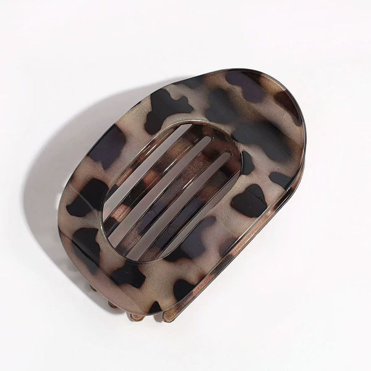 Leopard Print Oval Hair Claw