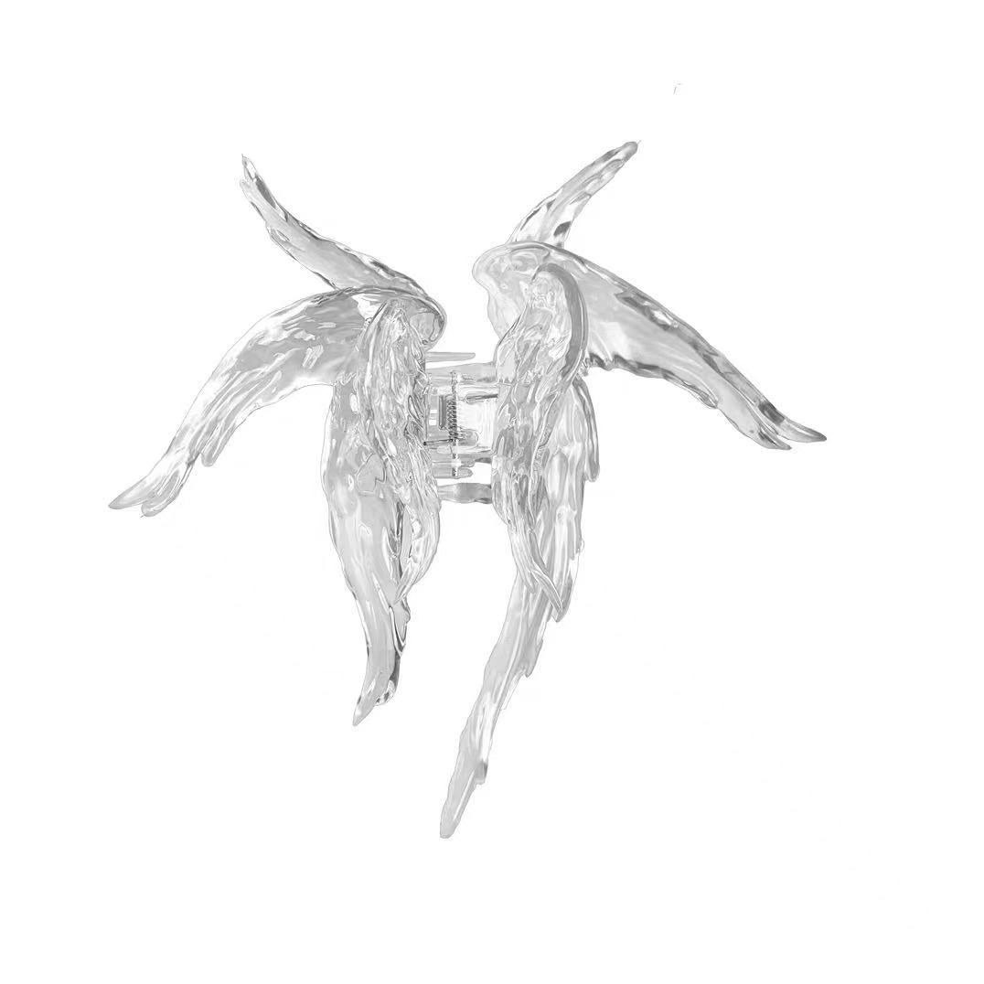 Angel wings hair claw within crystal