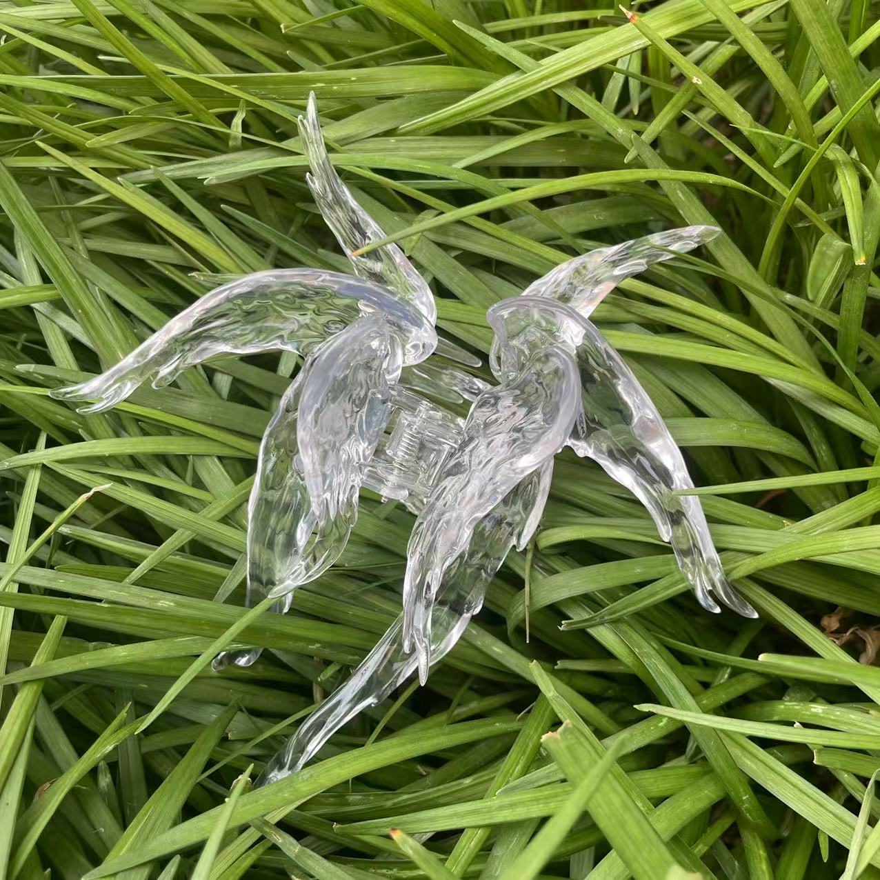 Angel wings hair claw within crystal