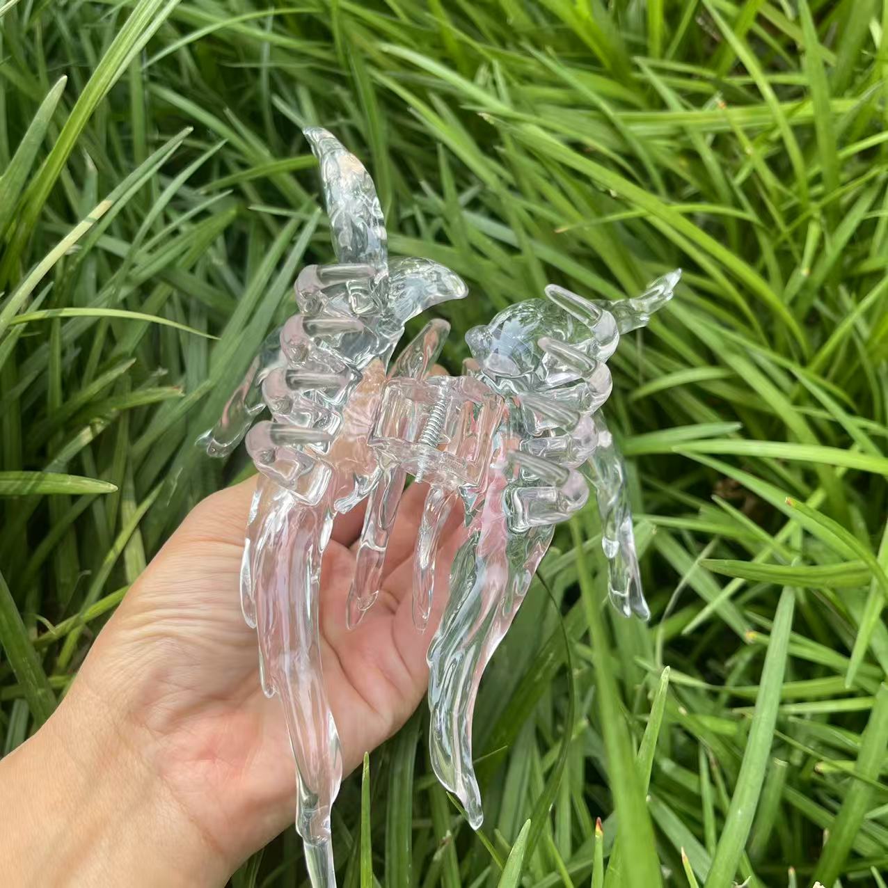 Angel wings hair claw within crystal