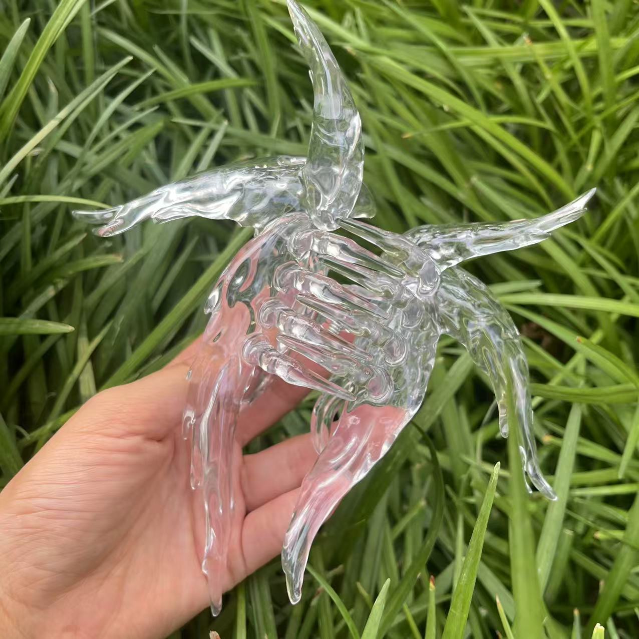 Angel wings hair claw within crystal