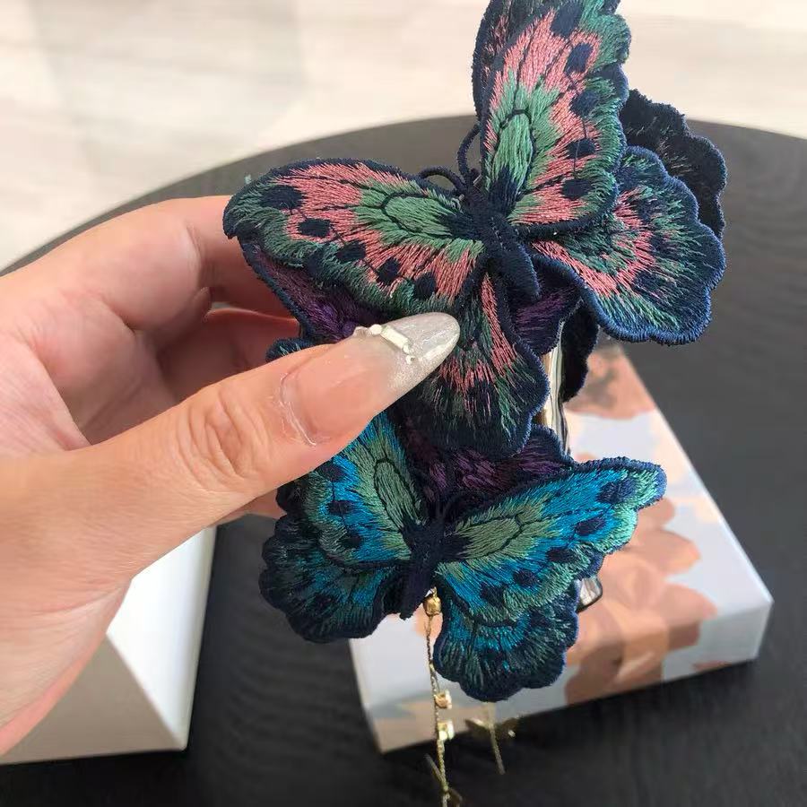 Embroidered butterfly Hair Claw