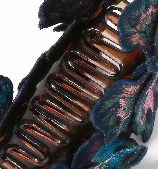 Embroidered butterfly Hair Claw