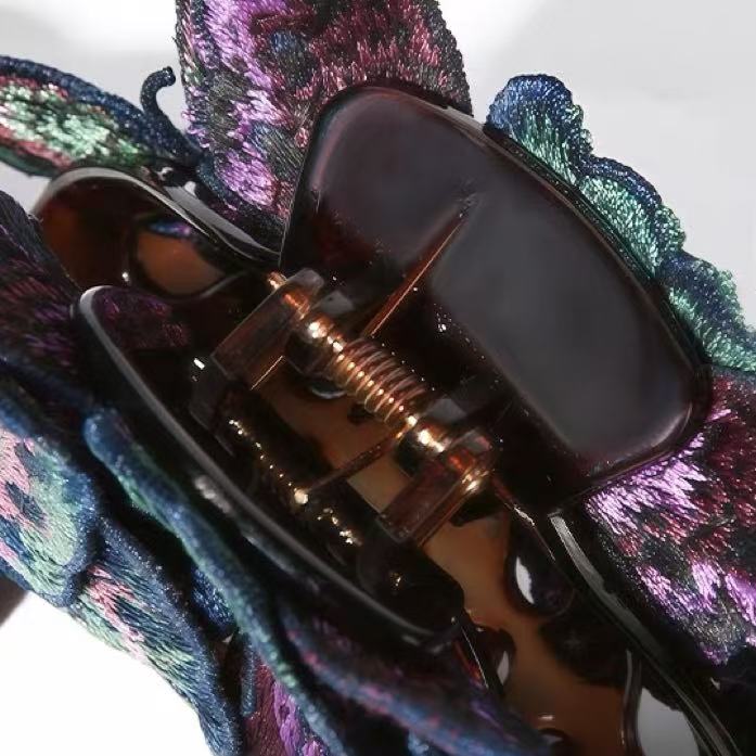 Embroidered butterfly Hair Claw