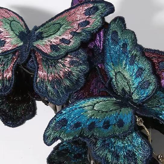 Embroidered butterfly Hair Claw