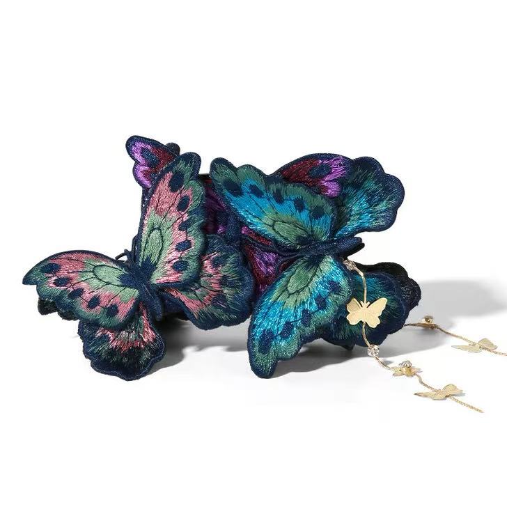 Embroidered butterfly Hair Claw
