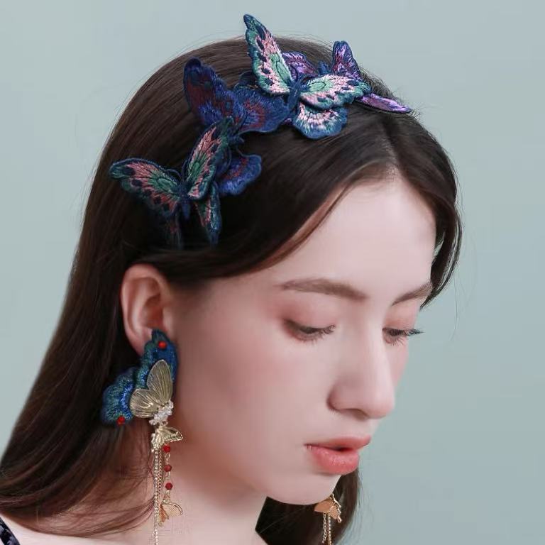 Embroidered butterfly Headband