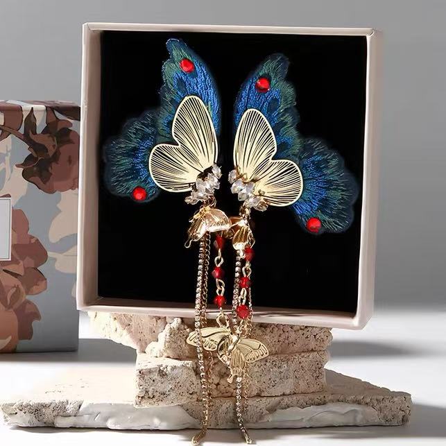 Embroidered butterfly Earrings