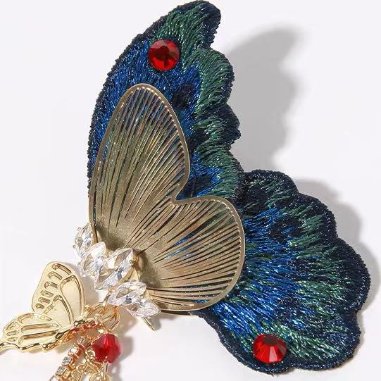 Embroidered butterfly Earrings