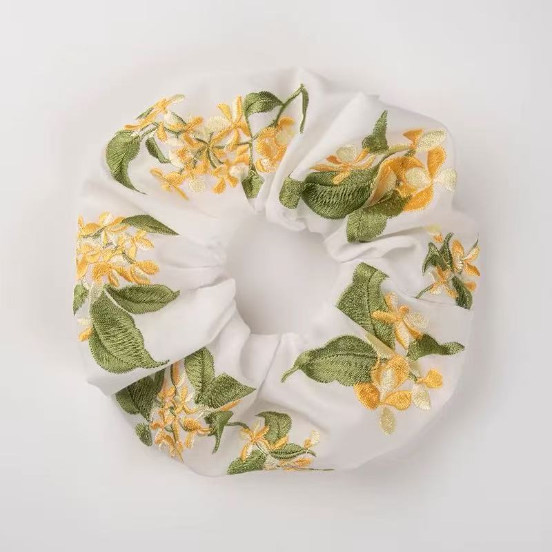 Embroidered Osmanthus Flower Scrunchie