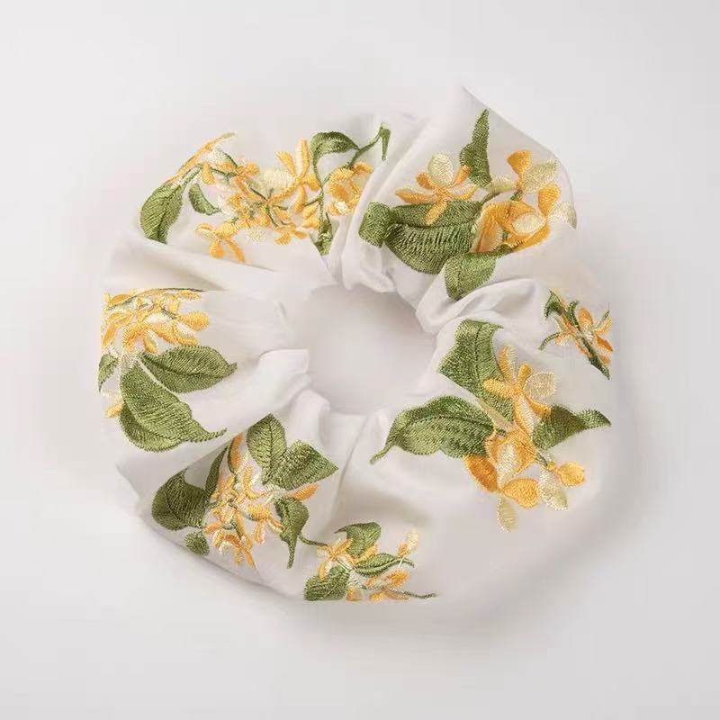 Embroidered Osmanthus Flower Scrunchie
