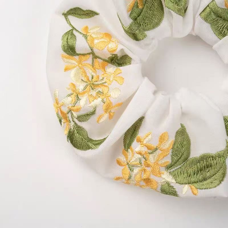 Embroidered Osmanthus Flower Scrunchie