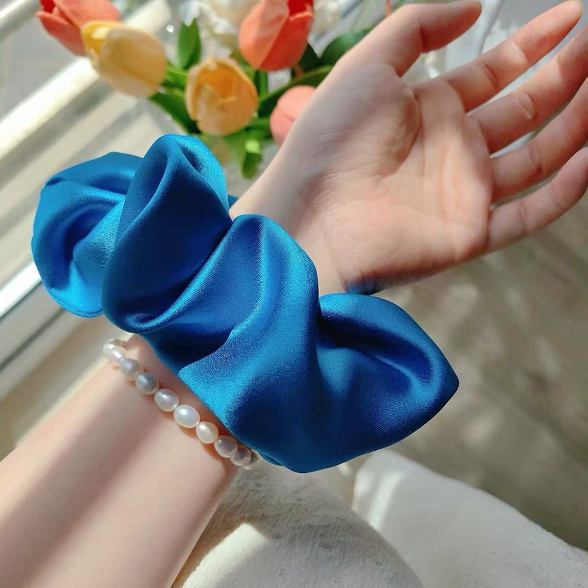 Silk Scrunchie Embroider Nameplate Customized