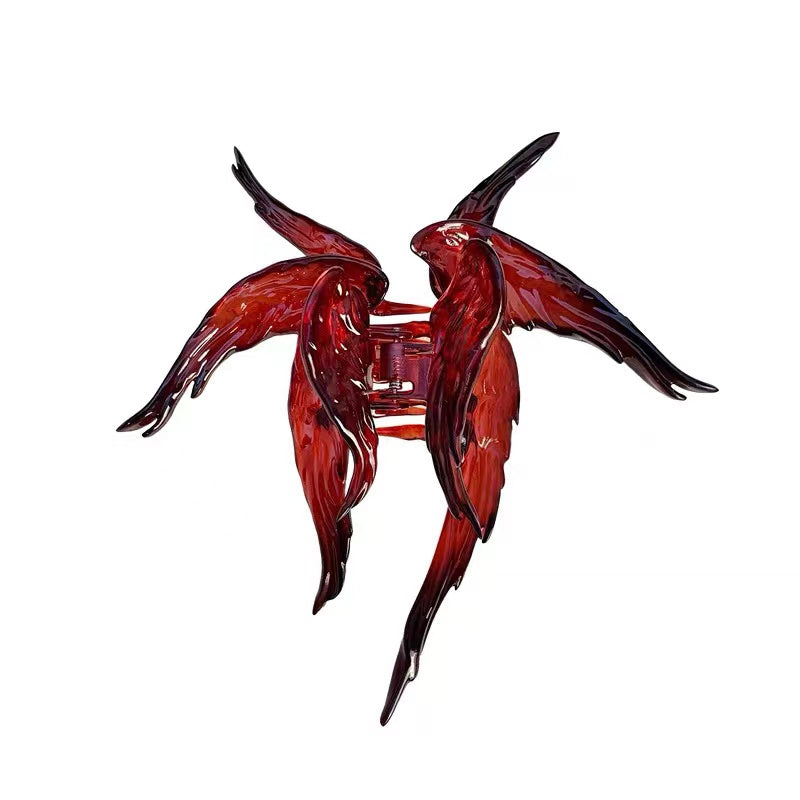 Angel wings hair claw within Dark Red