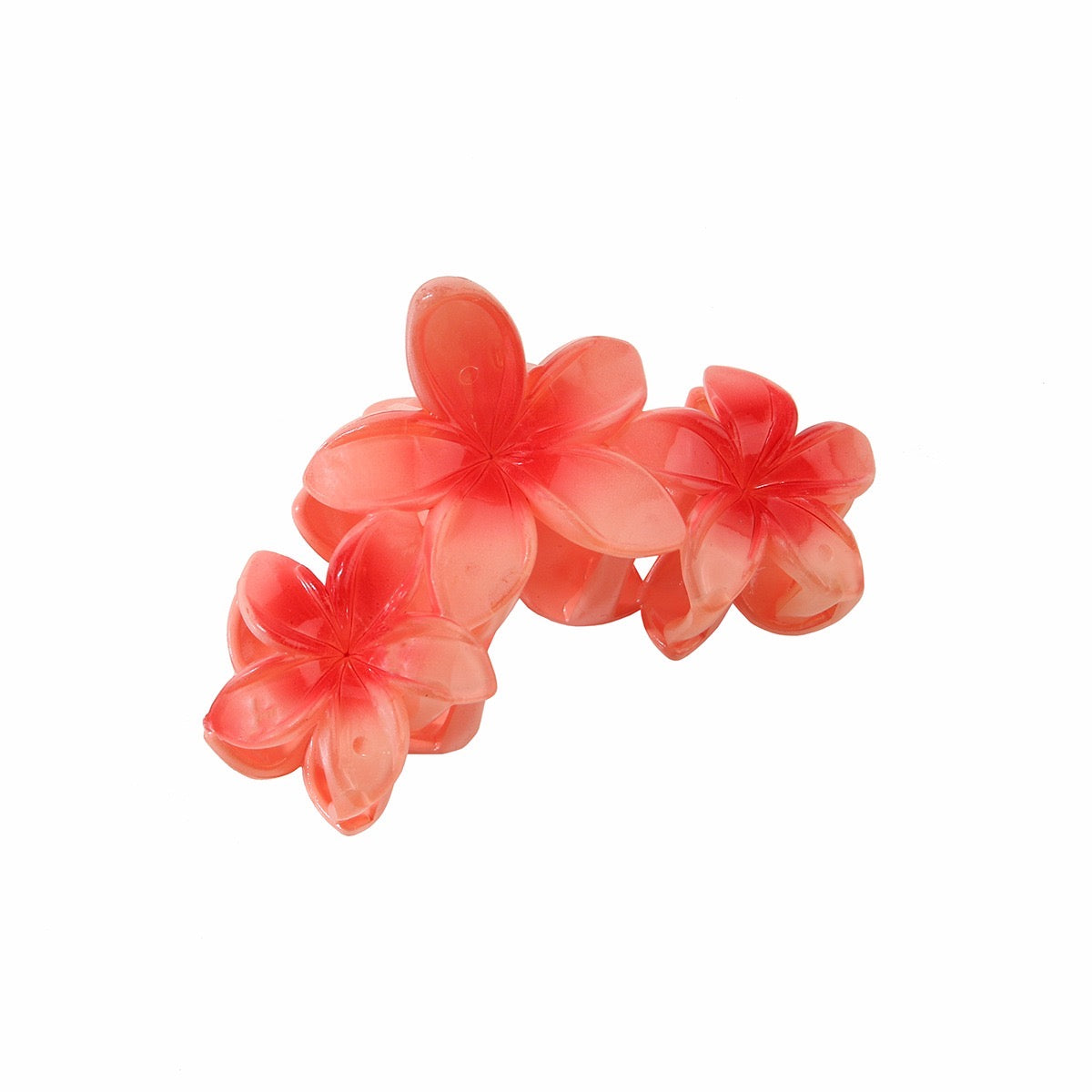 Three Frangipani Flower Claw in Watermelon Red